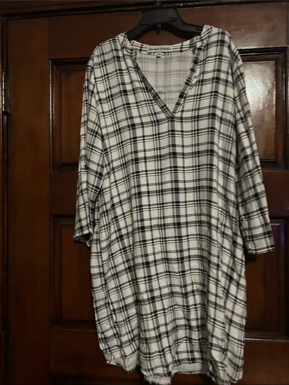 Almost Famous Black & White Plaid Top